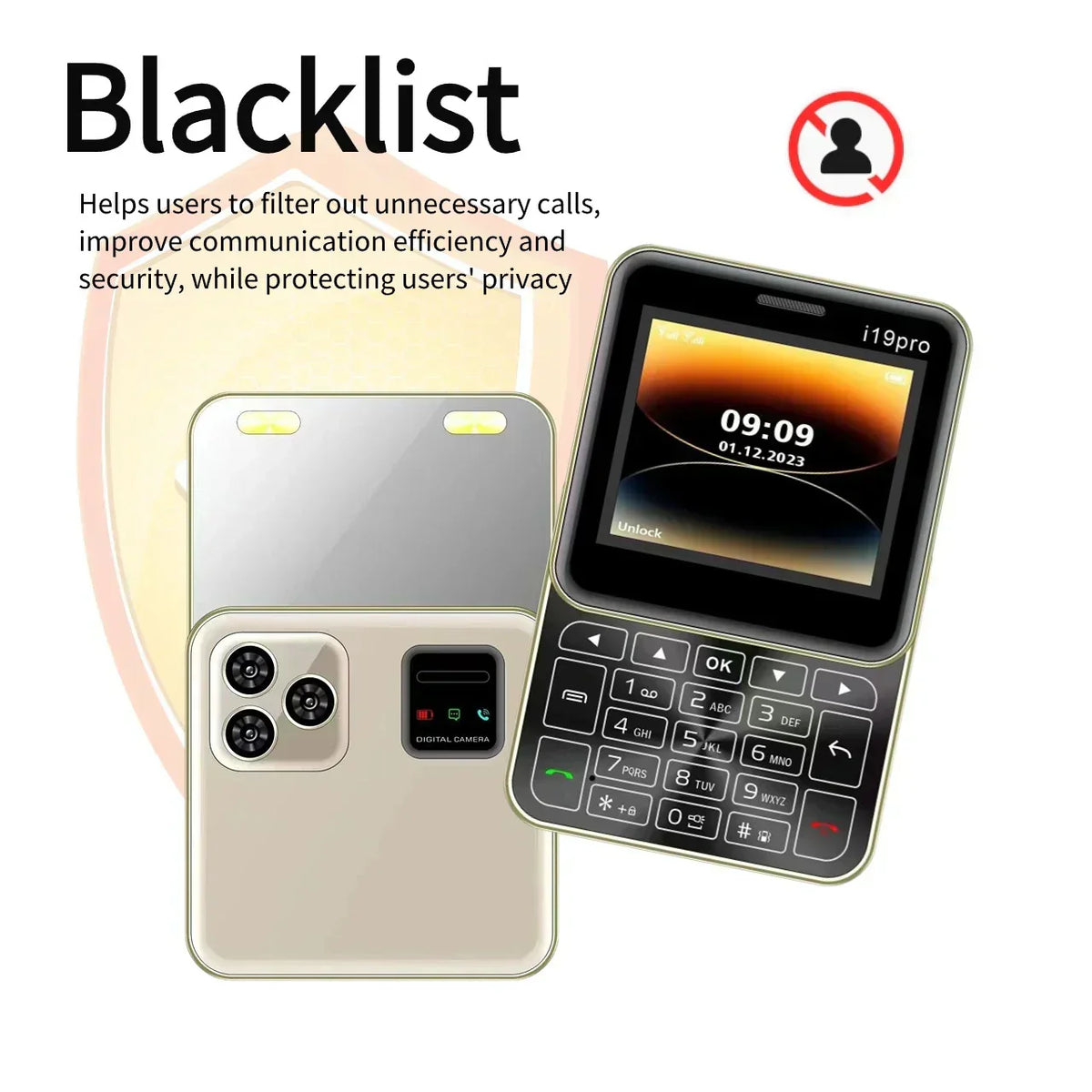 Telefon Mini i19 Pro Slide Button – 2.4", Dual SIM, 2G GSM, camera, FM, Bluetooth, butoane, deblocat - Boomsale.ro