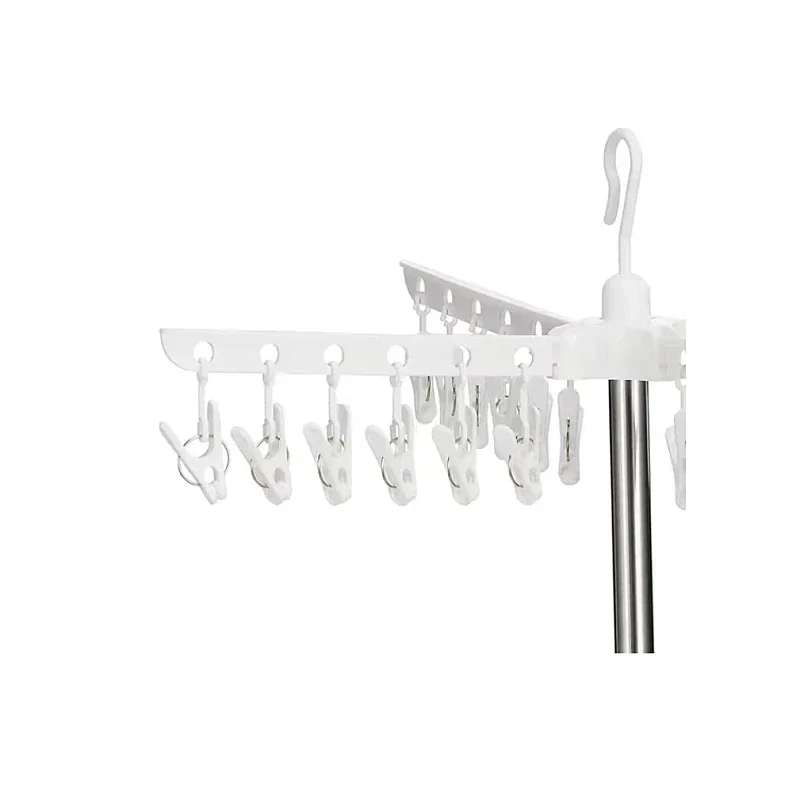 Uscator de rufe vertical, cu 3 niveluri rotative, 1 nivel cu clesti, pliabil, uscor de depozitat, din metal si plastic, alb/argintiu - Boomsale.ro