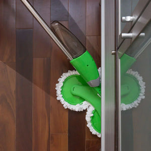 Mop triplu cu rezervor pulverizator, 3 capete rotative cu diametru 20 cm, 3 lavete microfibra, rezervor 600 ml - Boomsale.ro