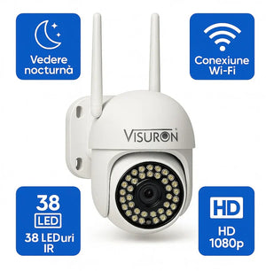 Set 2 Camere Supraveghere Wi-Fi Visuron – Viziune Nocturnă, 38 LED IR, Full HD 1080p - Boomsale.ro