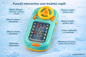 Mașină Simulator Copii cu Volan Realist și Efecte Sonore – Jucărie Interactivă Educațională 3+ Ani - Boomsale.ro
