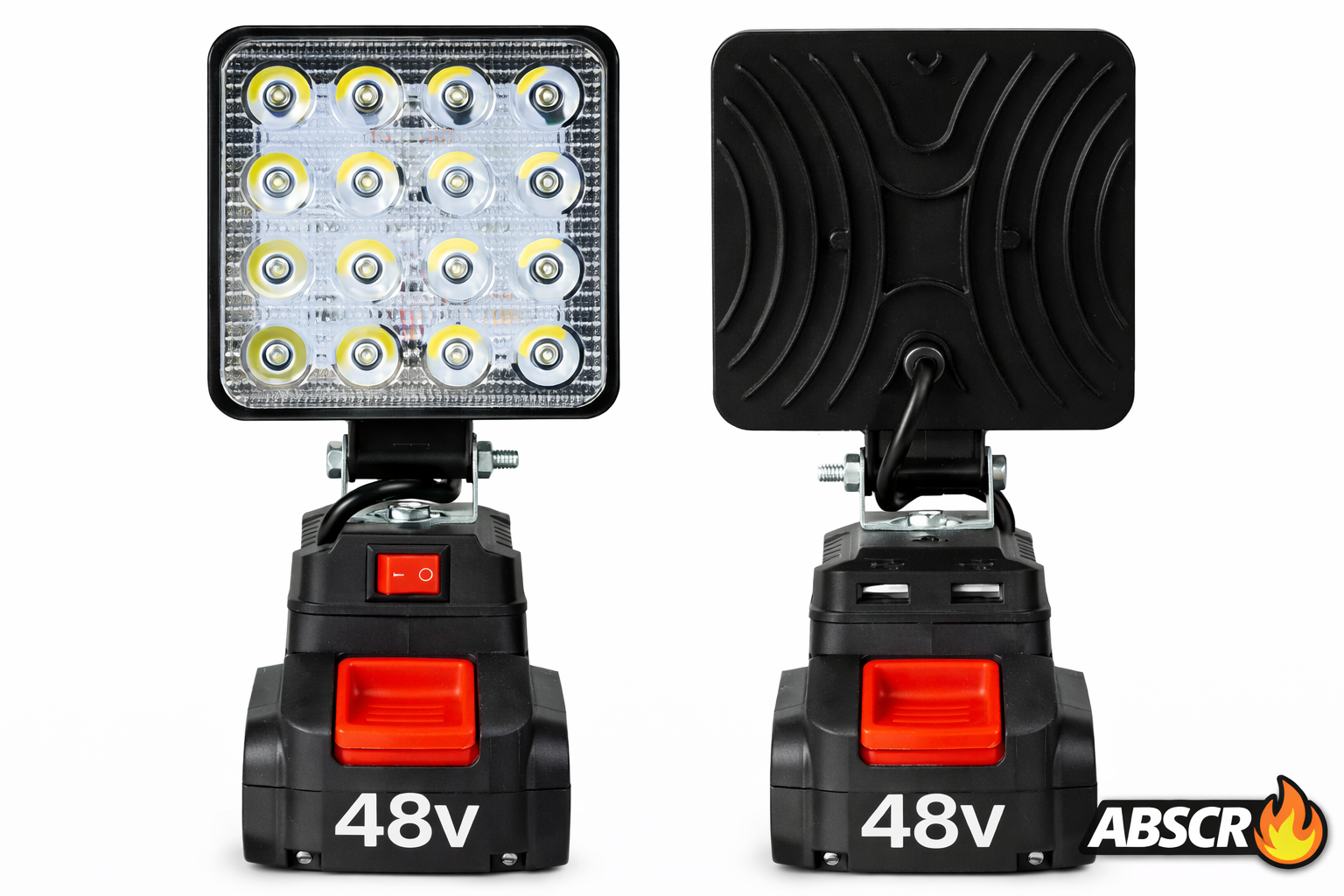 Lampa de lucru LED 48W portabilă cu acumulator Li-Ion 48V – Proiector profesional reglabil 90°, lumină puternică pentru atelier, șantier, camping - Boomsale.ro