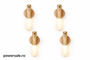 Set 4 CADOU Lampa LED de perete cu senzor de miscare, prindere de suport cu magnet, portabil, comutator ON/OFF,AUTO - Boomsale.ro