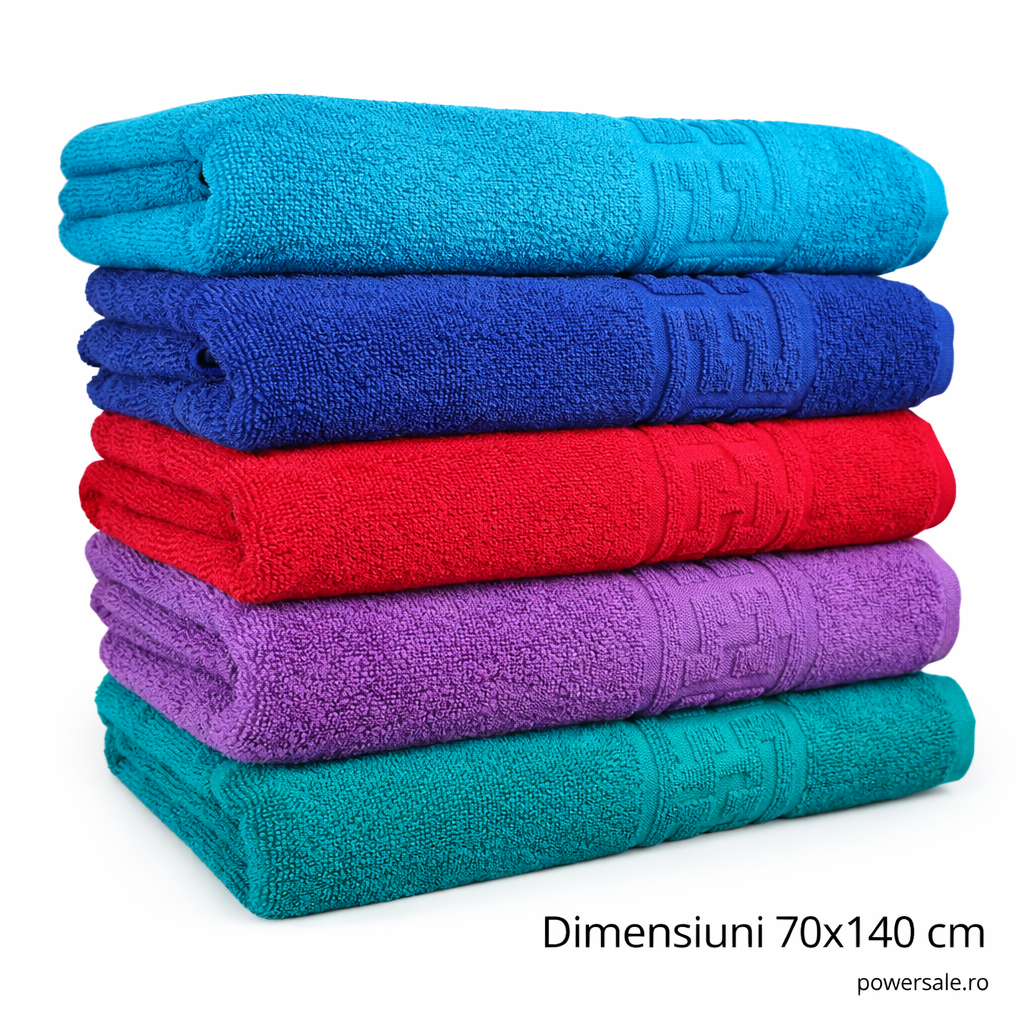 Set 5 Prosoape Baie 70x140 cm din Bumbac Premium – Absorbante, Moi si Rezistente - Boomsale.ro