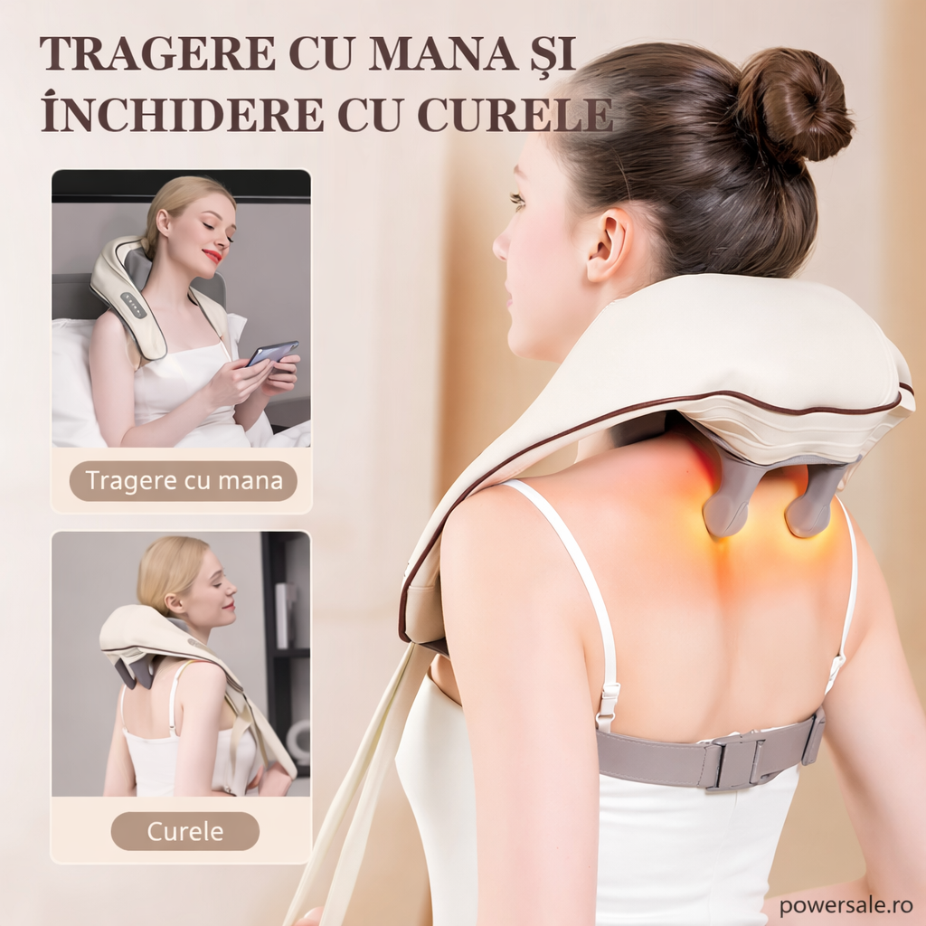 Aparat Electric Masaj pentru Gât, Umeri, Picioare și Corp – Masaj Multifuncțional cu Căldură - Boomsale.ro