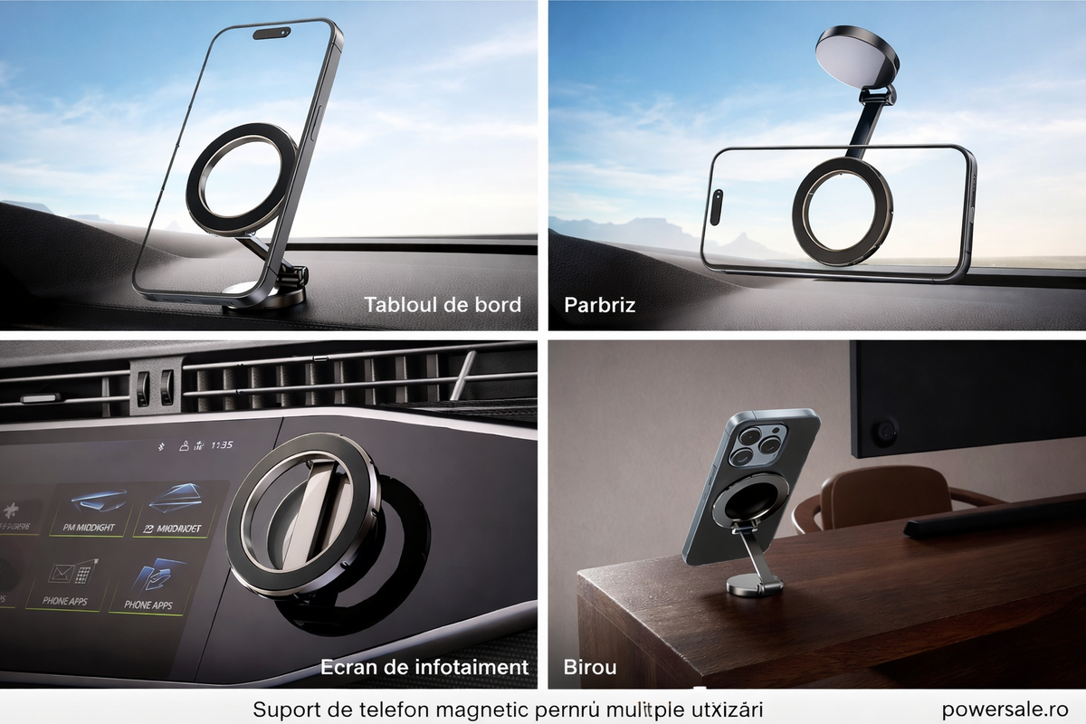 Set 2 Bucăți Suport Magnetic Reglabil pentru Telefon – Calitate Premium, Fixare Ultra Puternică - Boomsale.ro