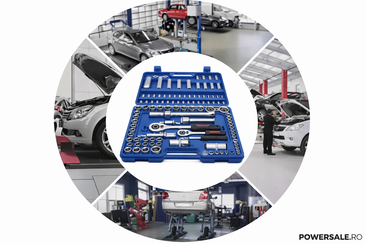 Set Chei Tubulare și Biți 108 Piese Cr-V + Mănuși de Protecție CADOU – Clichet Reversibil, Trusă Profesională Auto & Uz Casnic - Boomsale.ro