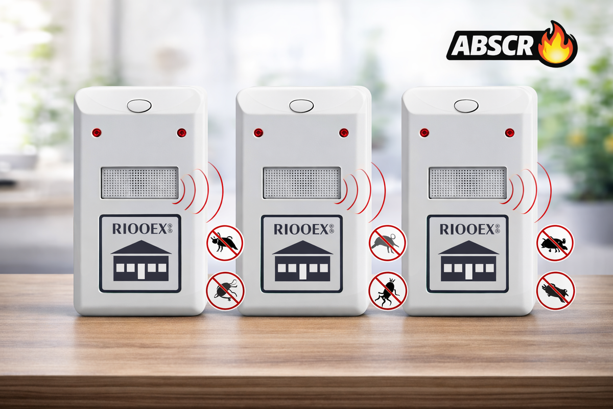 Set 3 Bucati Aparat Antigandaci si Antirozatoare RIOOEX Plus – Dispozitiv Ultrasunete Anti Insecte si Soareci, Alb - Boomsale.ro