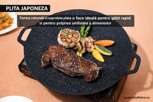 Set 2 Bucăți Plită Japoneză 32 cm – Antiaderentă, Gătire Rapidă pe Aragaz & Inducție - Boomsale.ro
