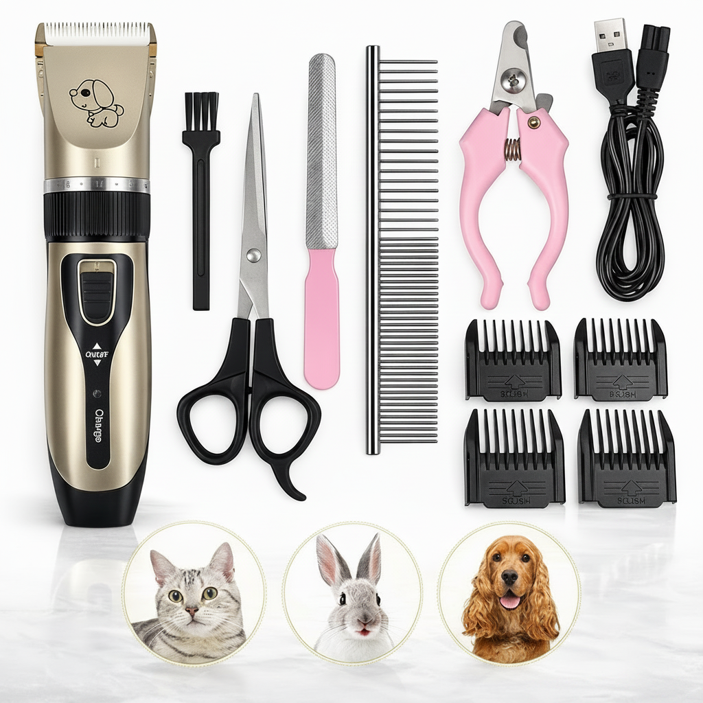 Set Profesional de Tuns și Îngrijire pentru Animale cu 4 Accesorii + Foarfecă, Pieptan, Clește și Pilă PromotiiZilnice