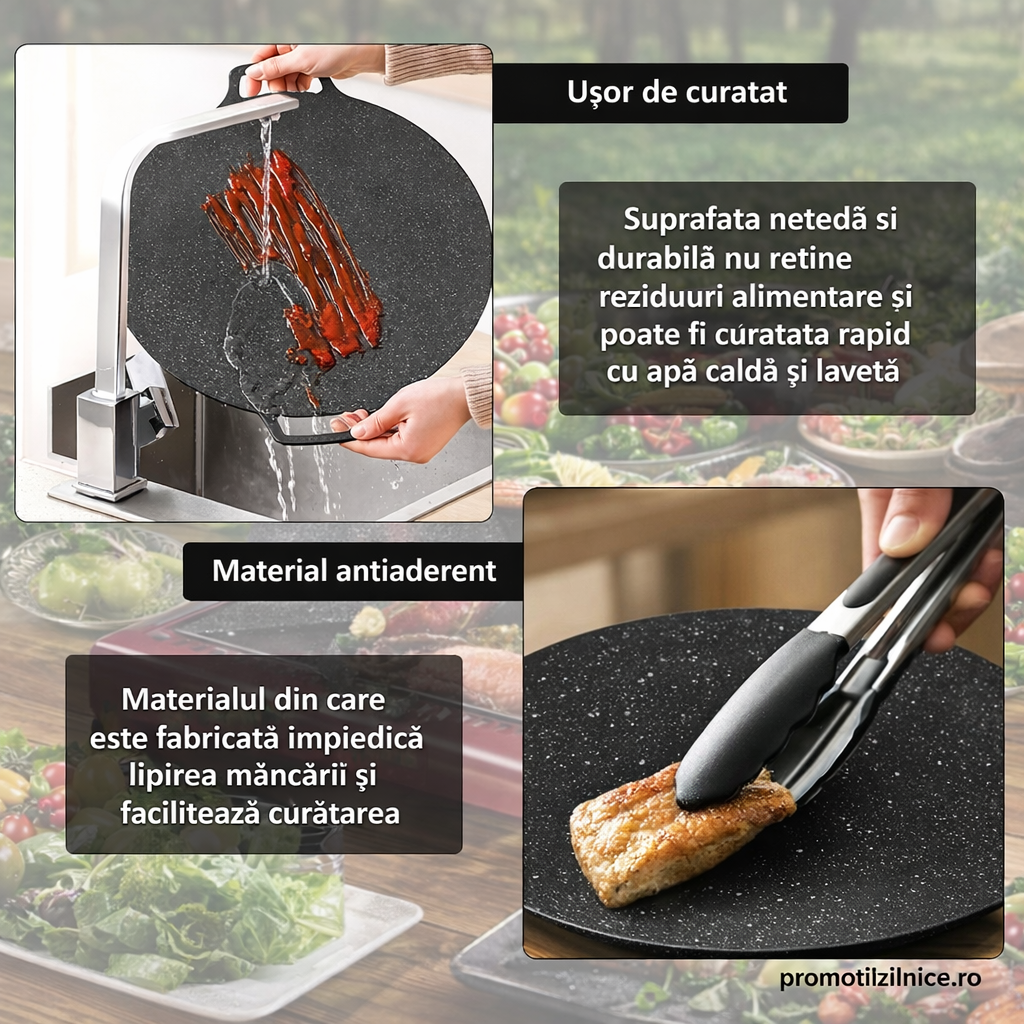 Set 2 Bucăți Plită Japoneză 32 cm – Antiaderentă, Gătire Rapidă pe Aragaz & Inducție - Boomsale.ro