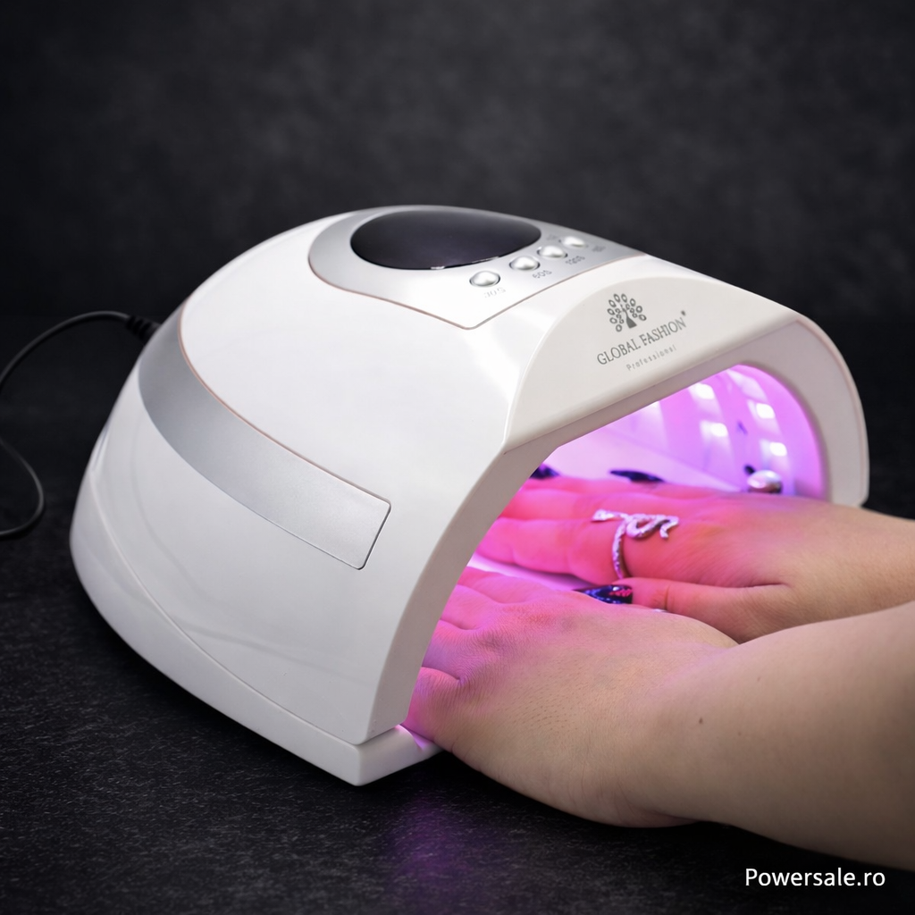 Lampă Unghii LED UV Global Fashion L-1004 268W Profesională – Uscare Rapidă Gel și Ojă Semipermanentă - Boomsale.ro