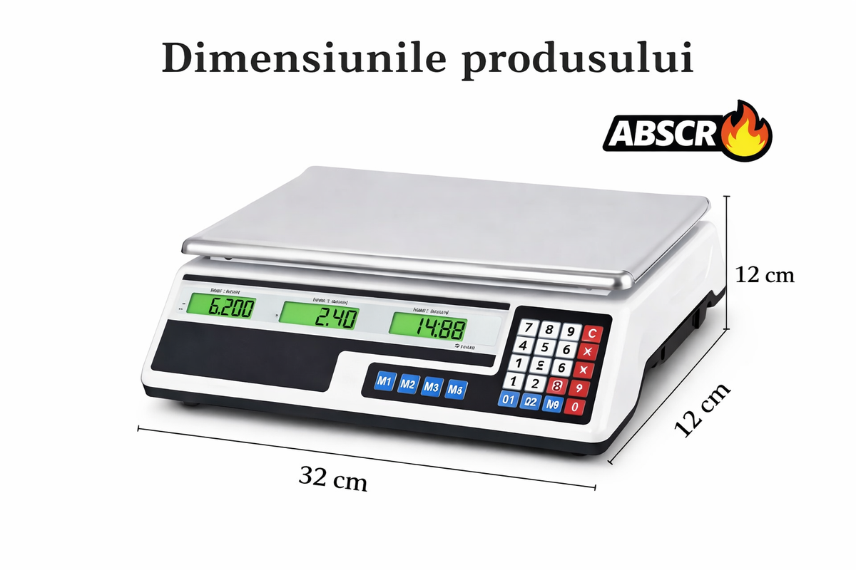 Cantar Comercial Electronic Profesional 40 Kg Gardeon – Afisaj Dublu Iluminat, Tava Inox, Functie Memorie - Boomsale.ro