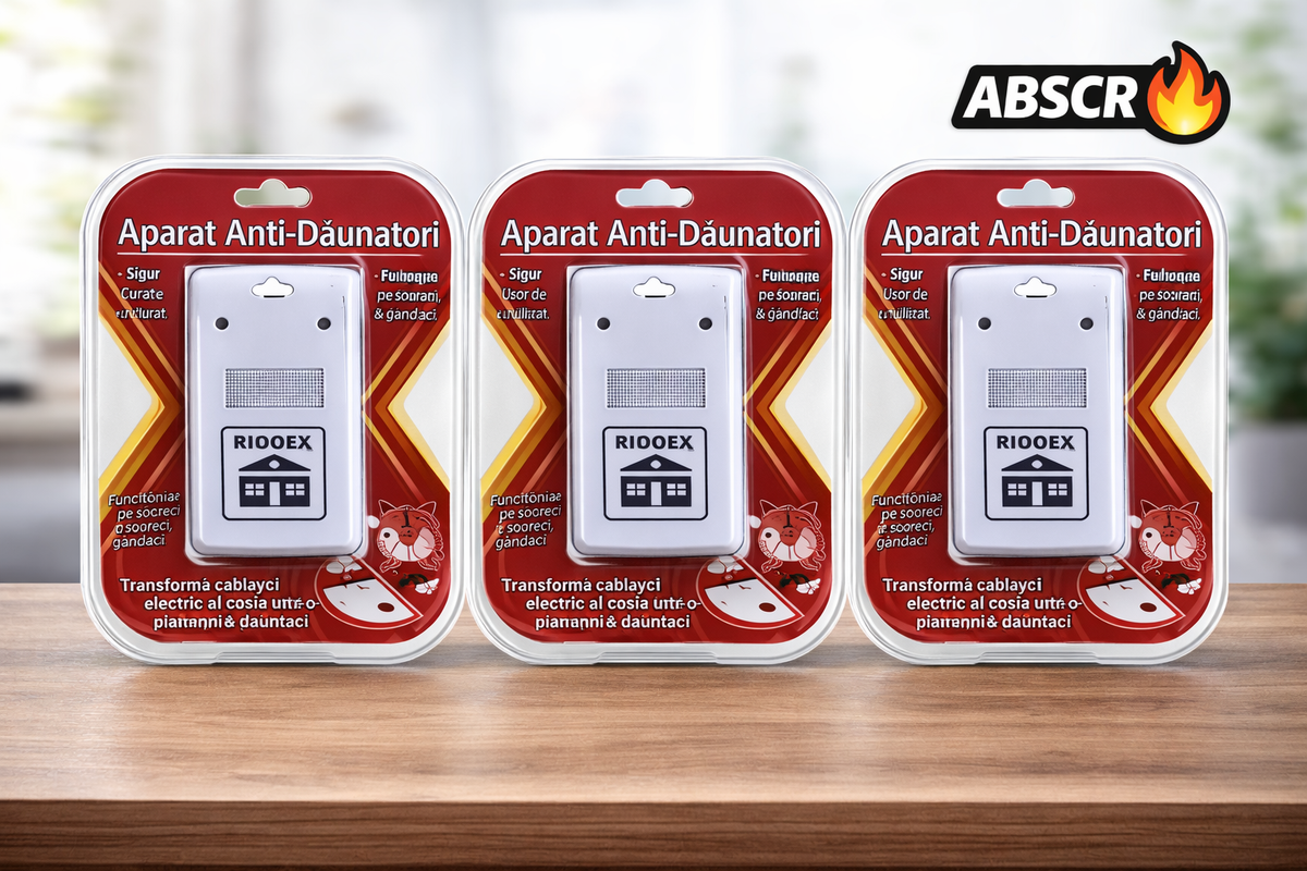 Set 3 Bucati Aparat Antigandaci si Antirozatoare RIOOEX Plus – Dispozitiv Ultrasunete Anti Insecte si Soareci, Alb - Boomsale.ro