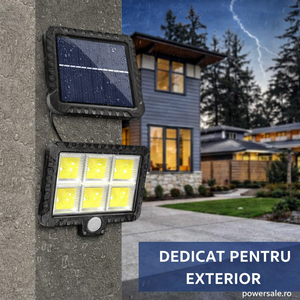 Set 4 Lampi Solare cu Panou Solar, 6 COB, Senzor de Miscare, Telecomanda - Boomsale.ro