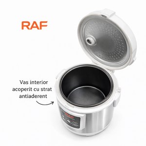 Oală multicooker RAF R166W 5L, 900W, 12 programe, afișaj digital, multifuncțională, alb - Boomsale.ro
