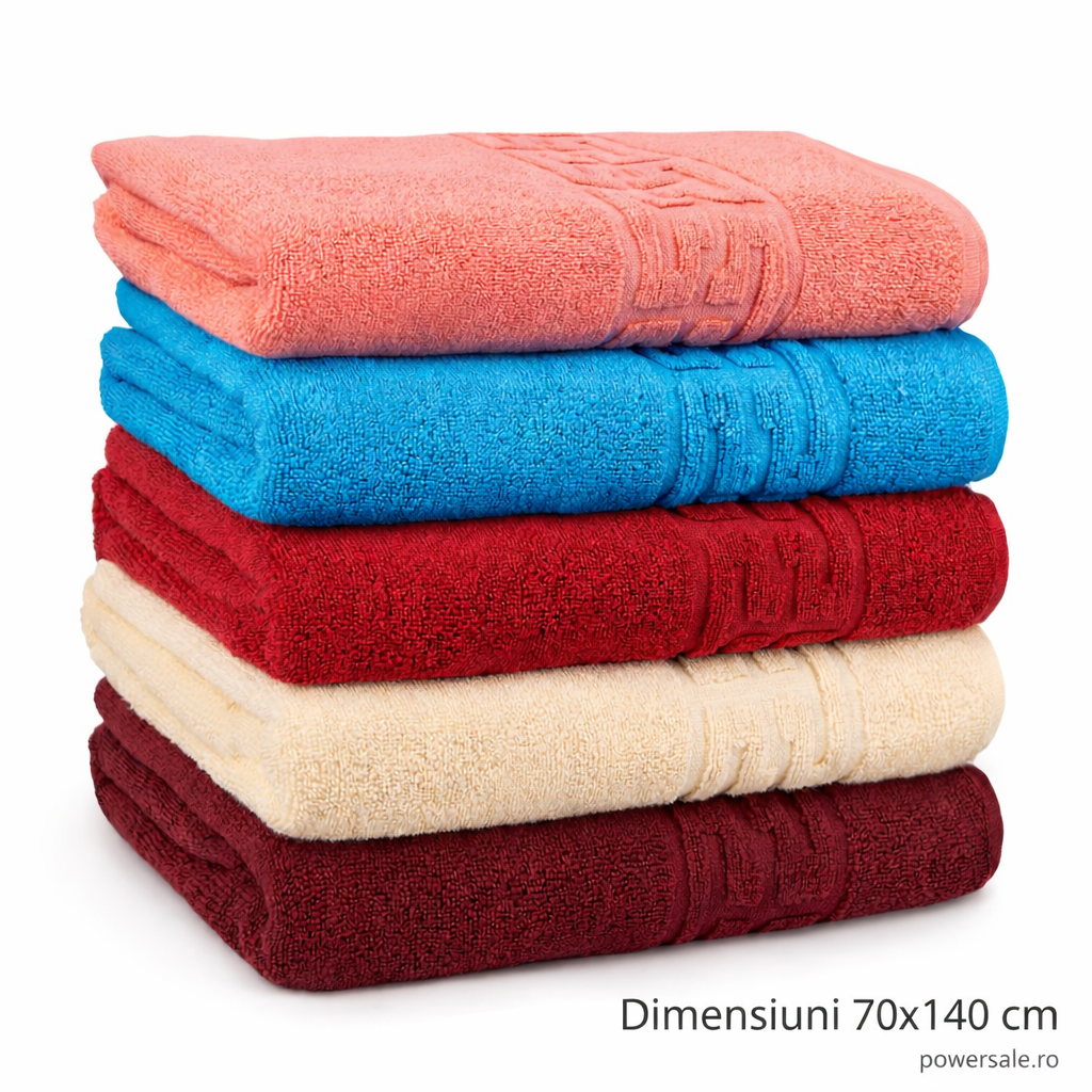 Set 5 Prosoape Baie 70x140 cm din Bumbac Premium – Absorbante, Moi si Rezistente - Boomsale.ro
