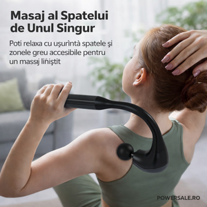 Aparat de Masaj Profesional Flexibil Forma L – 5 Viteze, 4 Capete Interchangeabile, USB-C, 10W – Masaj Muscular & Relaxare - Boomsale.ro