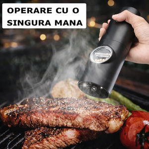 Set 2 Râșnițe Electrice Sare și Piper Reîncărcabile USB, Râșniță Automată Condimente cu Măcinare Reglabilă și Suport Încărcare - Boomsale.ro