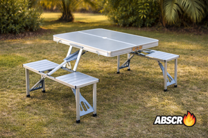 Masa pliabila aluminiu tip geamantan cu 4 scaune si suport umbrela – ideala pentru picnic, camping si gradina - Boomsale.ro