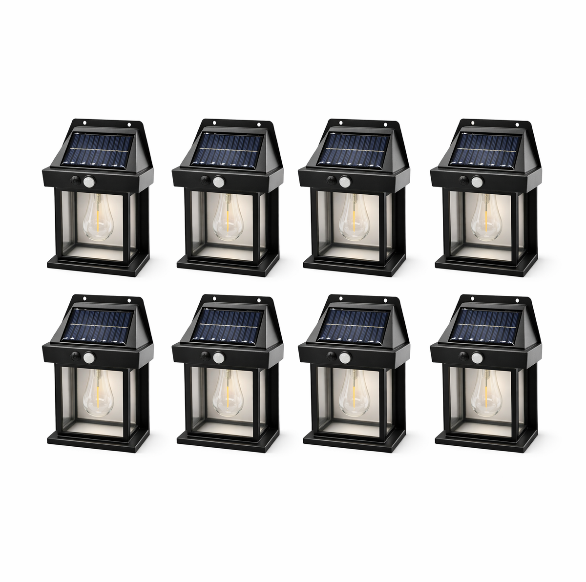 Set 8 Bucăți Lampă Solară de Perete Exterior cu Senzor de Mișcare și Senzor Crepuscular, 3 Moduri Iluminare - Boomsale.ro