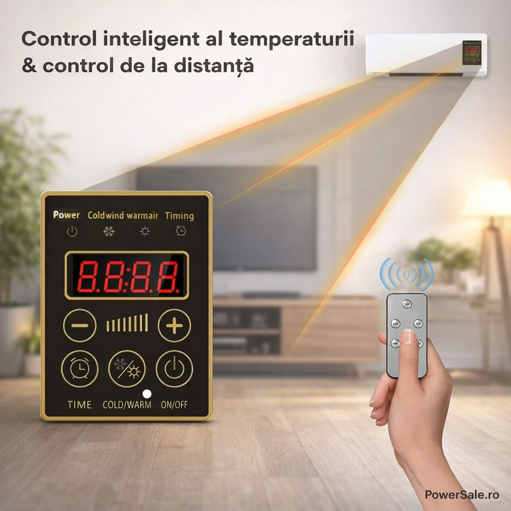 Aeroterma Portabila 2 in 1 cu Telecomanda – Racire si Incalzire Rapida, Control Digital, Design Compact - Boomsale.ro