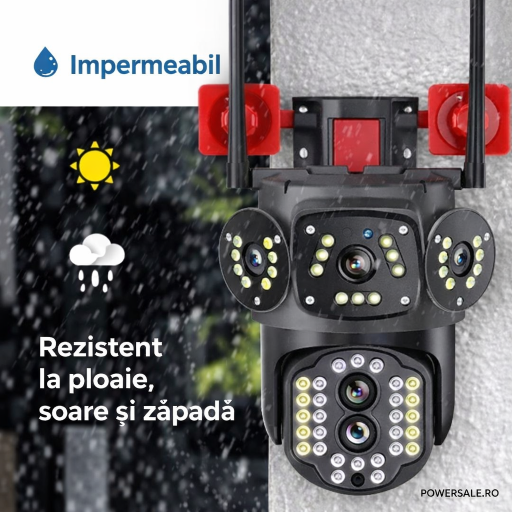 Set 2 Camere Supraveghere 4G Exterior 4K, Zoom 10X, Detectare Persoane, Rotire 360°, IP66 - Boomsale.ro