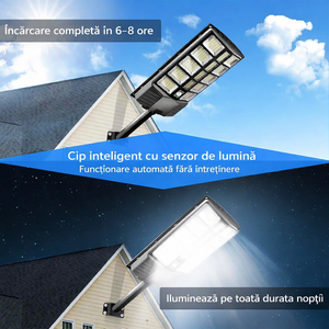 Lampa Stradala Solara 800W cu Telecomanda, LED, Unghi Iluminare 180°, IP65 - Boomsale.ro
