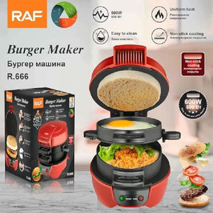 Aparat de facut burgeri sau sandwich-uri RAF 600W, Rosu - Boomsale.ro