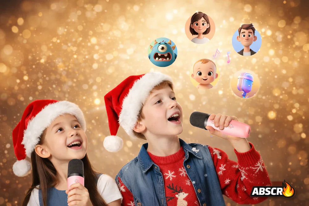 Boxa Portabila Karaoke cu 2 Microfoane Wireless, Bluetooth, LED RGB, Radio FM – Set Karaoke Copii & Familie, Roz - Boomsale.ro