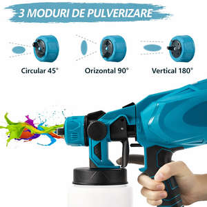 Pistol de vopsit electric fără fir 210W, 2 acumulatori Li-Ion 48V, , rezervor 800 ml, pulverizare reglabilă - Boomsale.ro