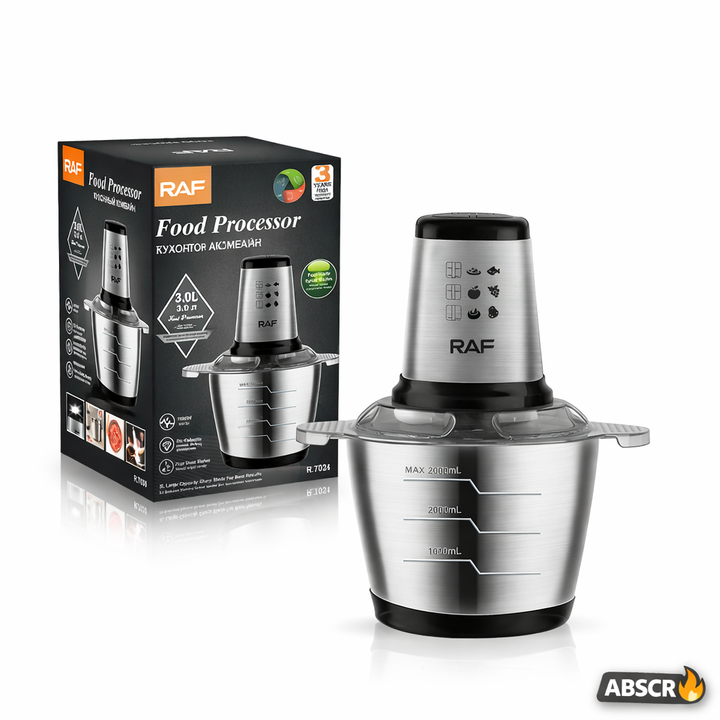 Tocator electric RAF R.7031, 1000W, bol inox 3L, 2 viteze, lame din otel inoxidabil - Boomsale.ro