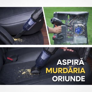 Aspirator Auto 6 in 1 Fara Fir, pentru Casa, Masina, Calculator, Birou, Putere 150W, Eficienta Mare, Functii de Aspirare, Suflare, Vidare, Filtru HEPA, Perie Detailing, Negru - Boomsale.ro