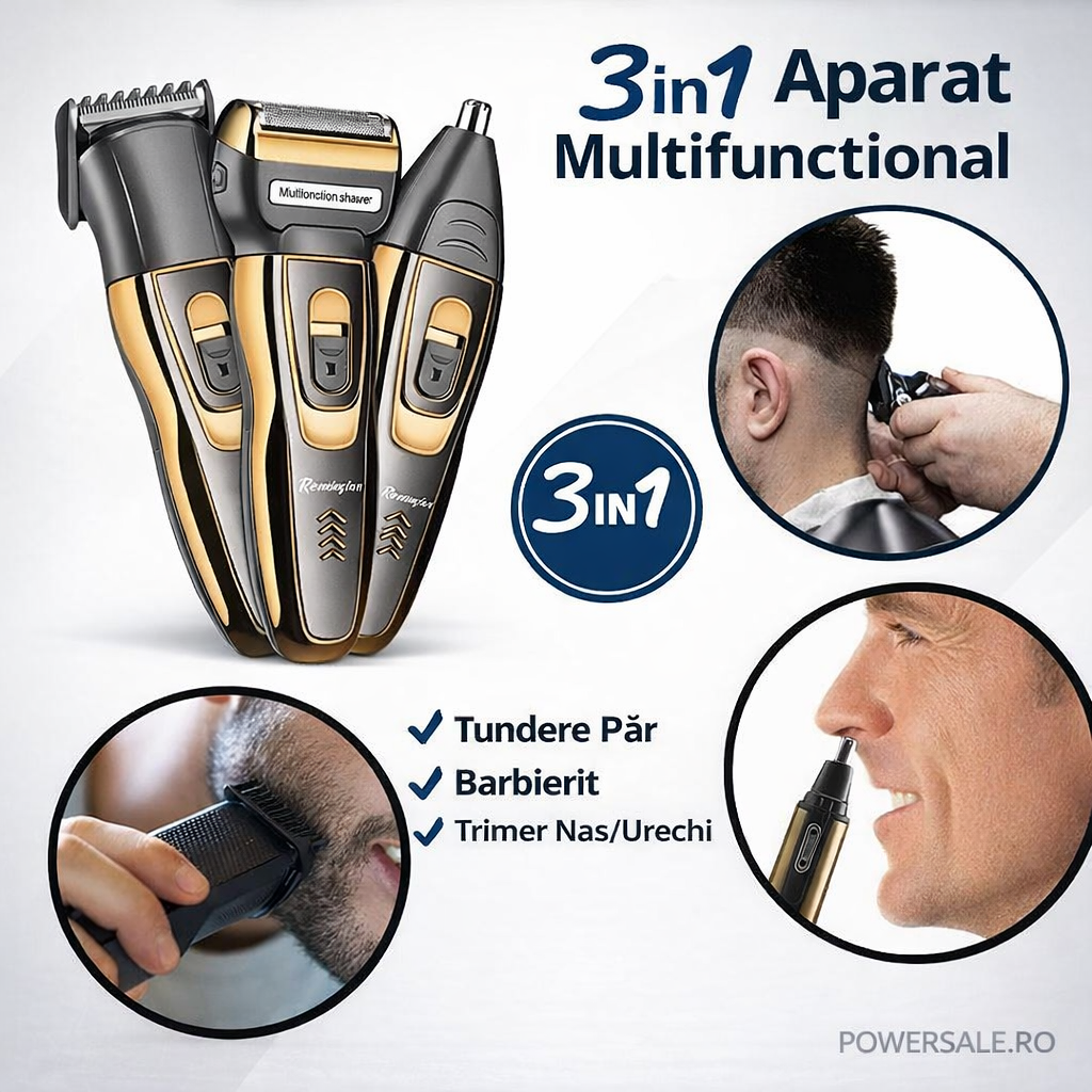Aparat de Tuns 3-în-1 Multishaver – Tuns, Barbierit & Nas/Urechi - Boomsale.ro