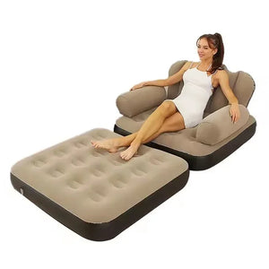 Fotoliu-sezlong gonflabil, 2 in 1, PVC, 100x98x90 cm, maro - Boomsale.ro