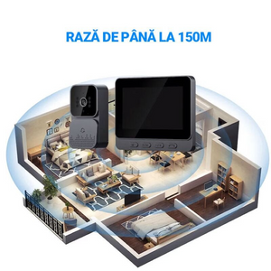 Videointerfon Inteligent cu Ecran 4.3” – Cameră HD 1080P, Comunicare Bidirecțională, Vedere Nocturnă, Baterie Reîncărcabilă - Boomsale.ro