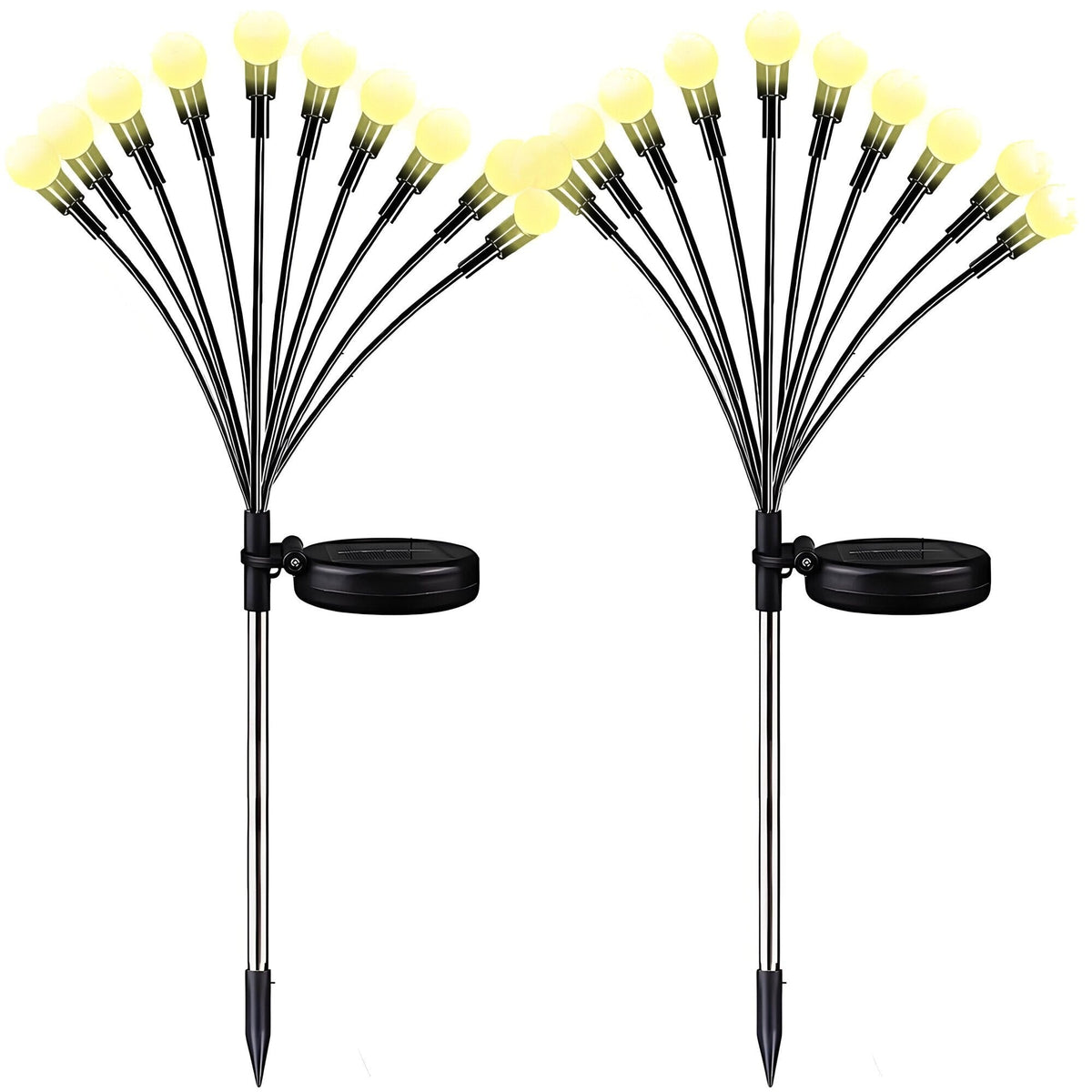 Set 2 Lampi Solare Licurici pentru Gradina, 8 LED-uri, 70 cm, Lumina Alb Cald, IP65, ABS - Boomsale.ro