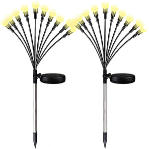 Set 2 Lampi Solare Licurici pentru Gradina, 8 LED-uri, 70 cm, Lumina Alb Cald, IP65, ABS - Boomsale.ro