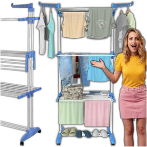 Uscator de Rufe Vertical, 4 Nivele, Aripi Laterale Reglabile, Baza Pliabila - Boomsale.ro