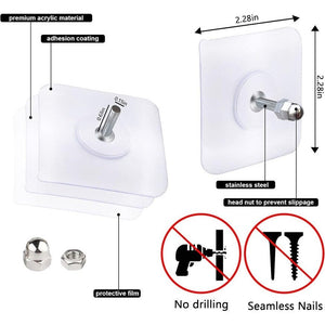 Set 20 Carlige Autoadezive, Rezistente 5 kg, Agatatori Transparente pentru Perete, 6x6 cm - Boomsale.ro