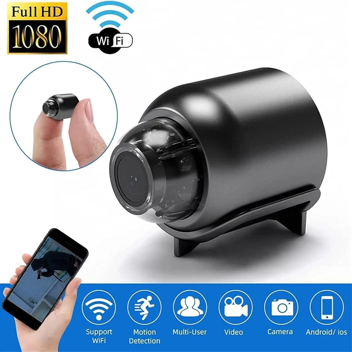 Set 2 Mini cameră de securitate wireless 1080P HD, vedere nocturnă - Boomsale.ro