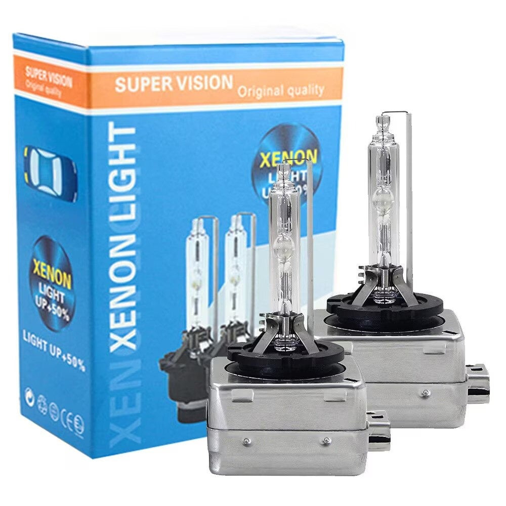 Set 2 becuri Xenon D1S White auto pentru far, suport metalic, 35W, 6000K - Boomsale.ro