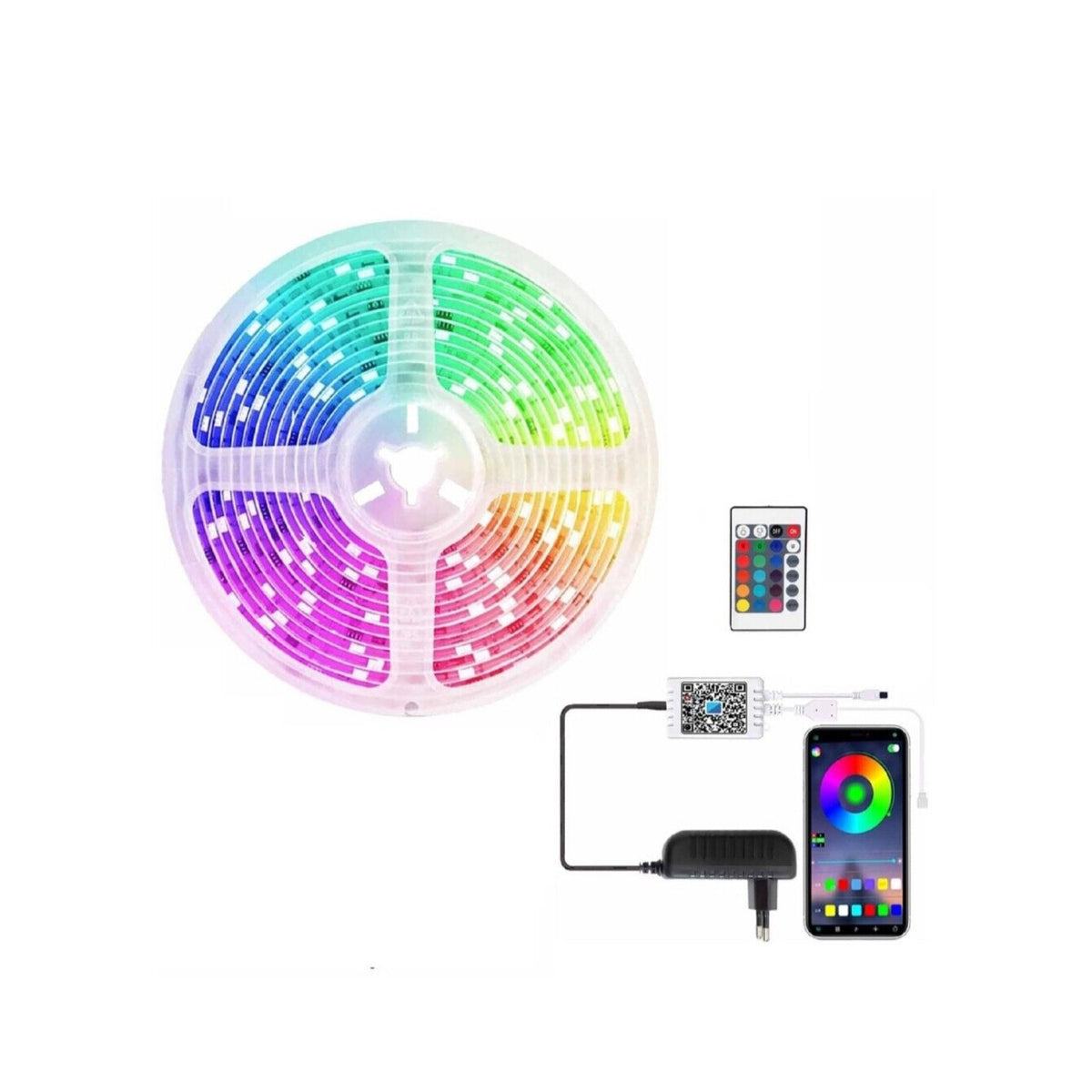 Set 2 Banda LED RGB 10m, Multicolor, Aplicatie Telefon, Intensitate Reglabila - Boomsale.ro