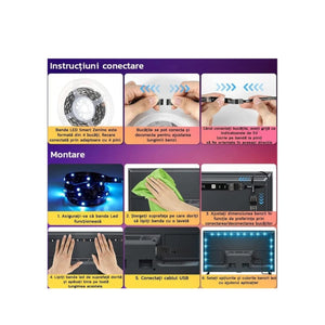 Set 2 Banda LED RGB 10m, Multicolor, Aplicatie Telefon, Intensitate Reglabila - Boomsale.ro