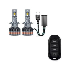 Set 2 Becuri H1, H7, H11, LED, Telecomanda, 200W, 20000LM, Control Lumină, Rezistente la Apă - Boomsale.ro