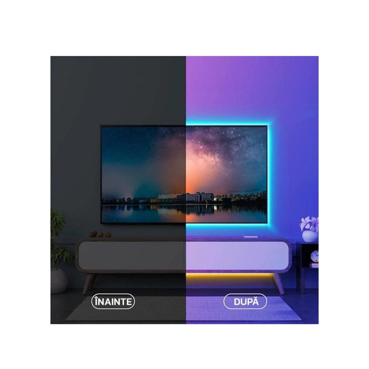 Set 2 Banda LED RGB 10m, Multicolor, Aplicatie Telefon, Intensitate Reglabila - Boomsale.ro