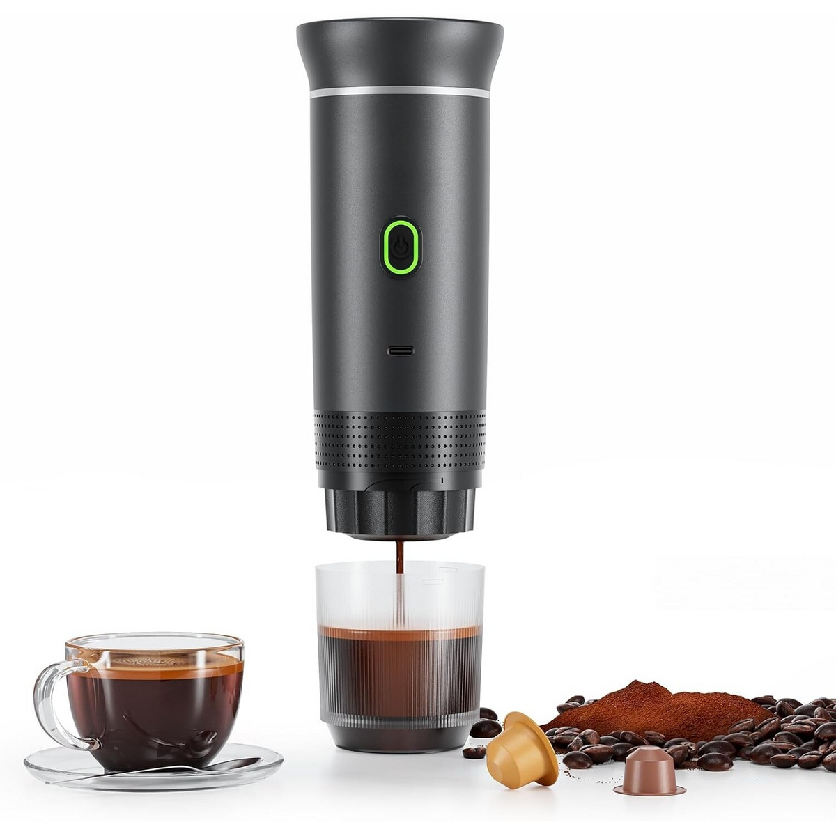 Espressor portabil pentru capsule, Coffeedot, negru - Boomsale.ro