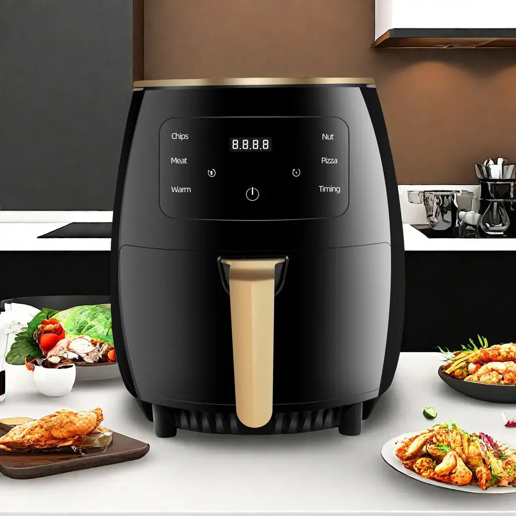 Friteuza cu aer cald, Air Fryer, 2400W, capacitate 6L ,afisaj digital, LCD Touch control - Boomsale.ro