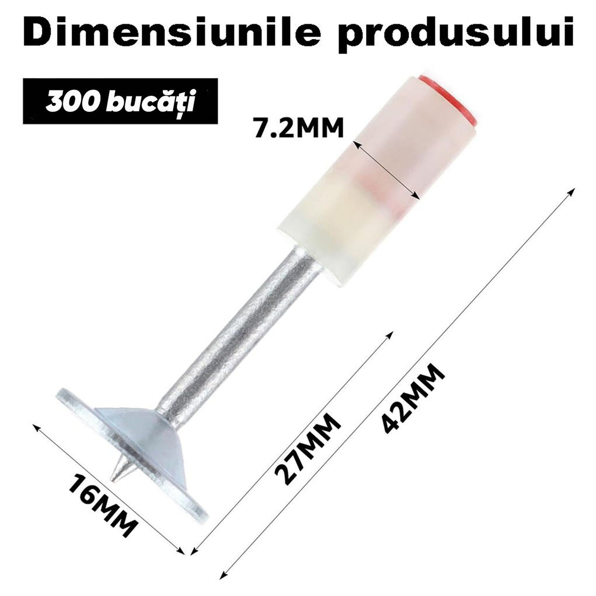 Set cuie tip ciupercă 7.2 mm pentru pistol cu autopropulsare, 300 buc - Boomsale.ro