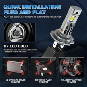 Set 2 Becuri H1, H7, H11, LED 90W, 18000 Lumen, 6500K, Instalare Plug and Play - Boomsale.ro